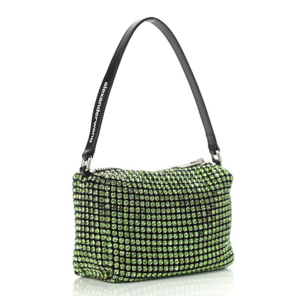 Alexander Wang Mesh Crystal Rhinestone Mini Heiress Pouch Green 3 of 10