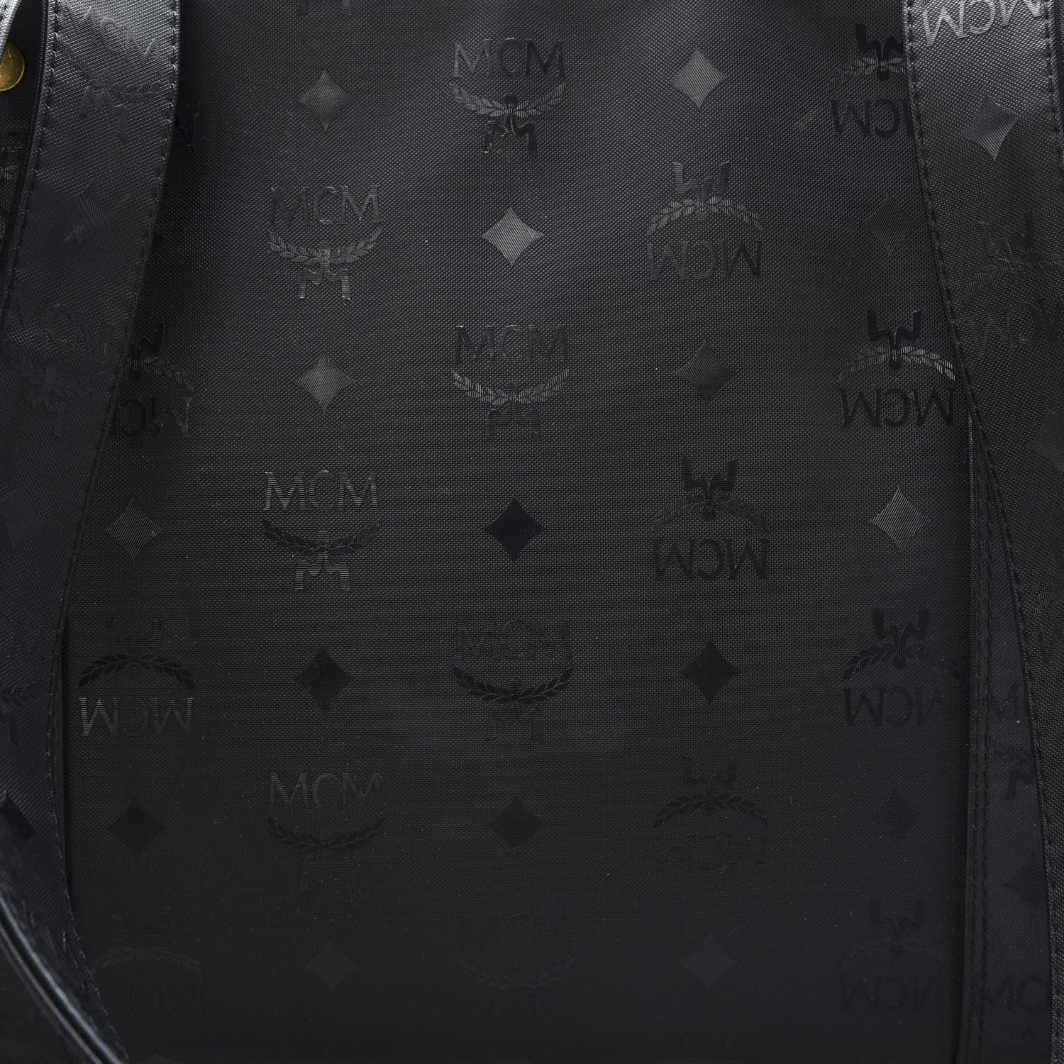 MCM Monogram Coated Canvas Tote Bag Black 10 of 11