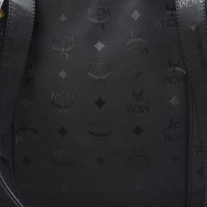 MCM Monogram Coated Canvas Tote Bag Black 10 of 11