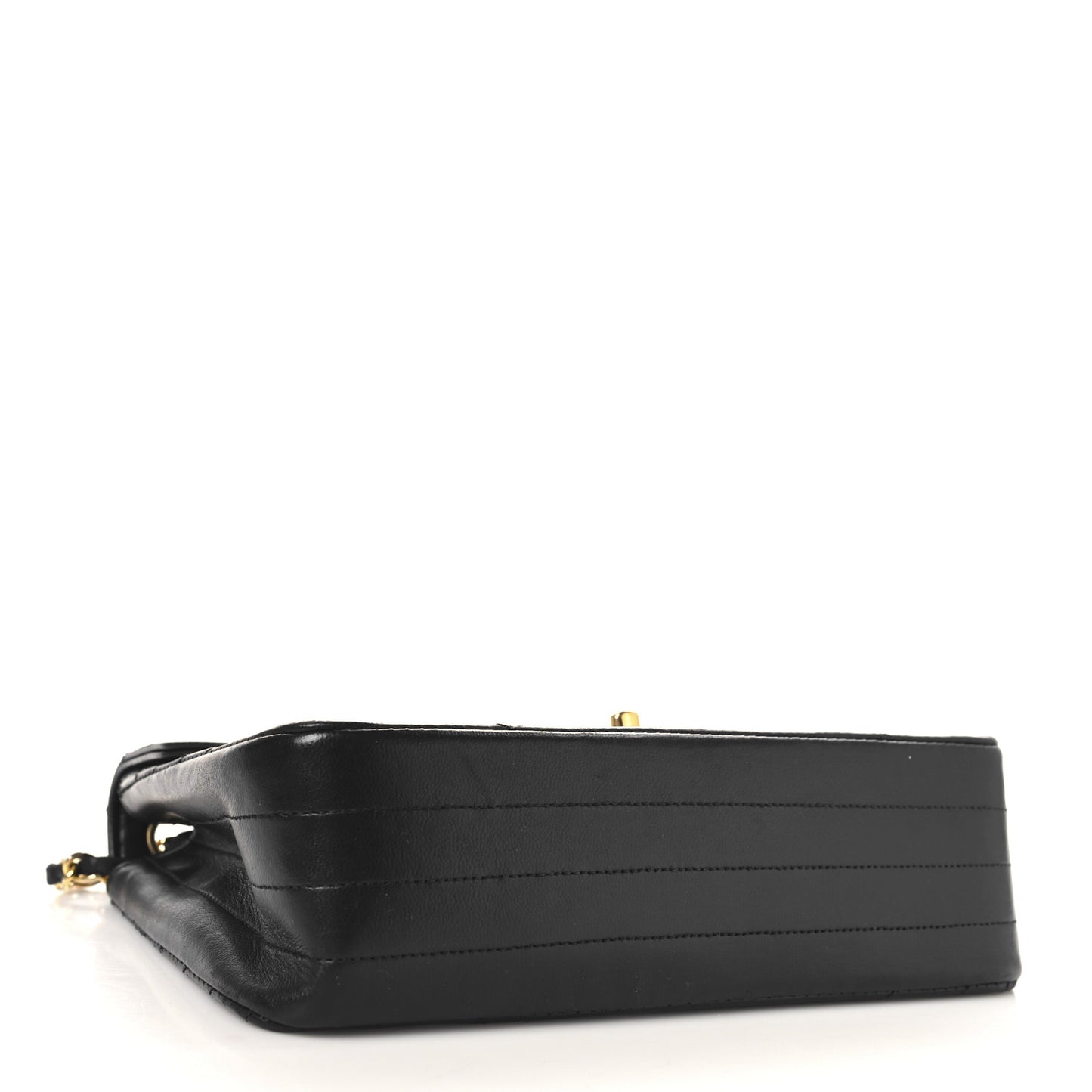 Lambskin Ribbon Quilted Small Single Flap Black