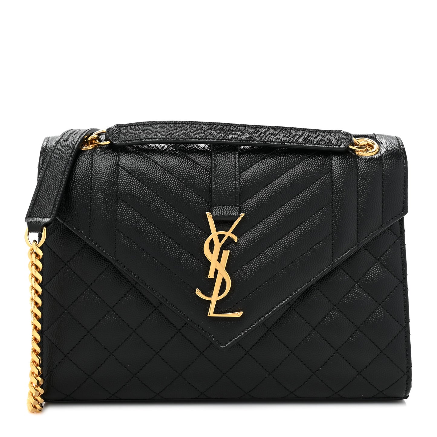 Grain De Poudre Textured Mixed Matelasse Triquilt Medium Monogram Satchel Black