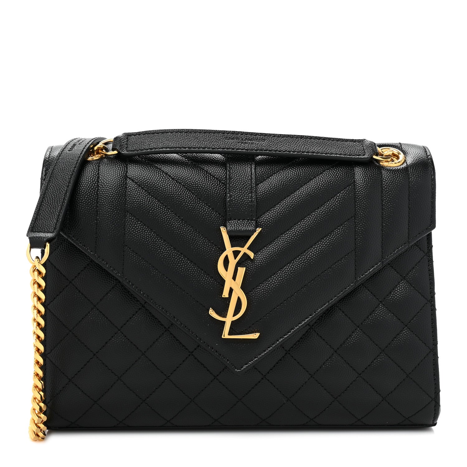 Saint Laurent Grain De Poudre Textured Mixed Matelasse Triquilt Medium Monogram Satchel Black 1 of 9