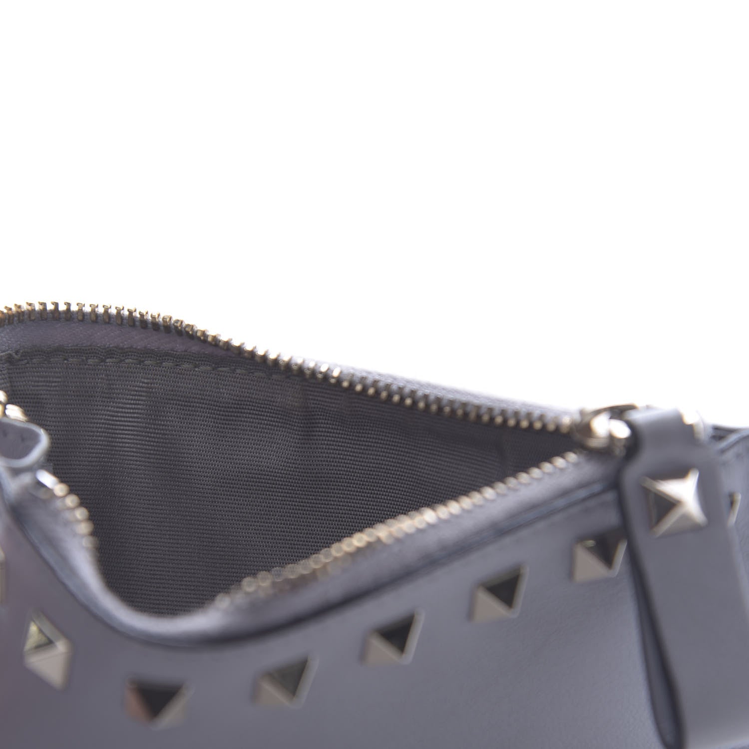 Valentino Garavani Vitello Rockstud Key Coin Case Card Holder Grey 9 of 9
