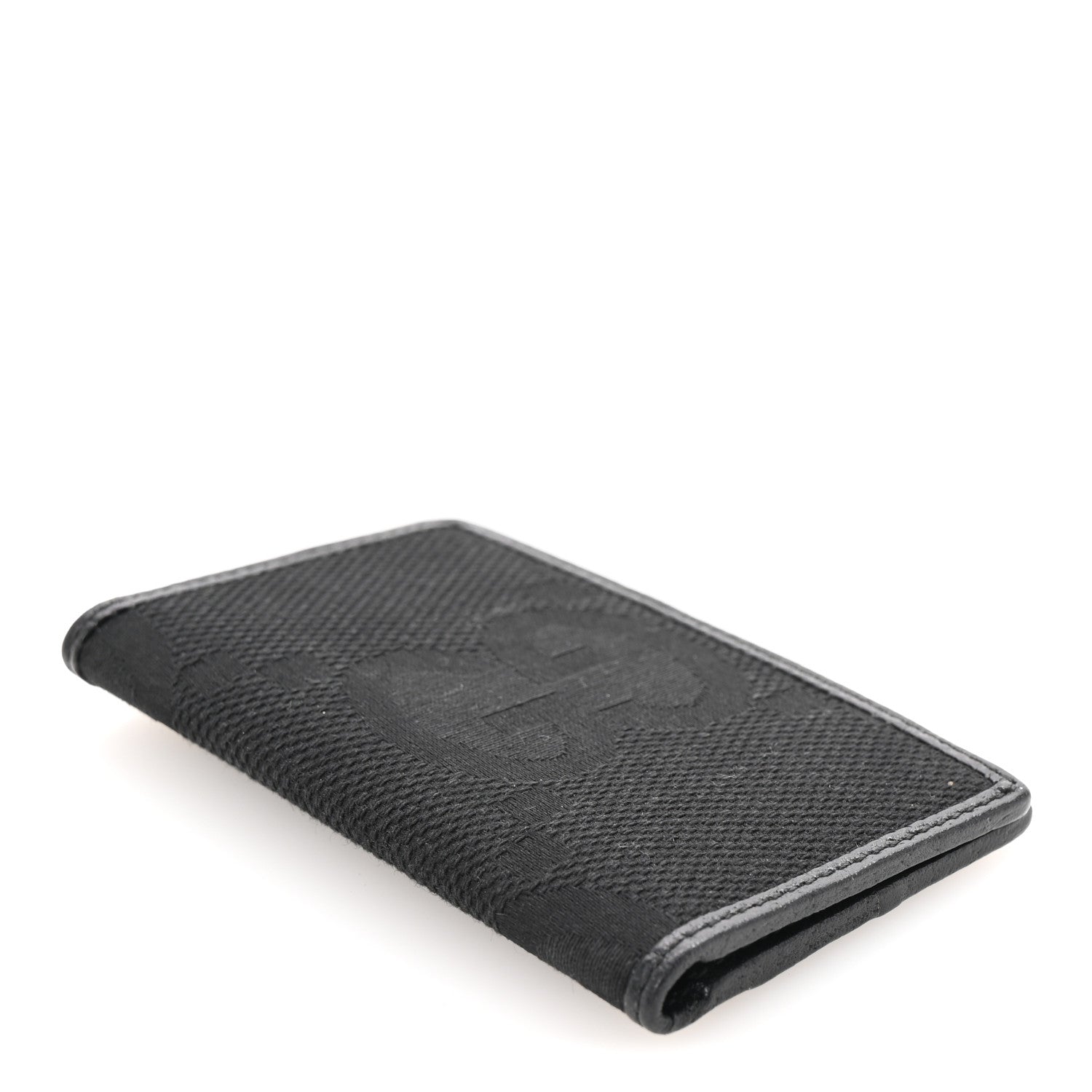 Gucci Canvas Monogram Jumbo GG Textured Dollar Calfskin Card Case Black 4 of 7