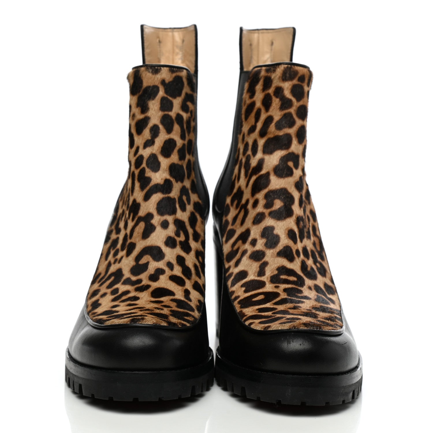 Christian Louboutin Calf Hair Leopard Print Chelsea Boots 39 Black 2 of 8