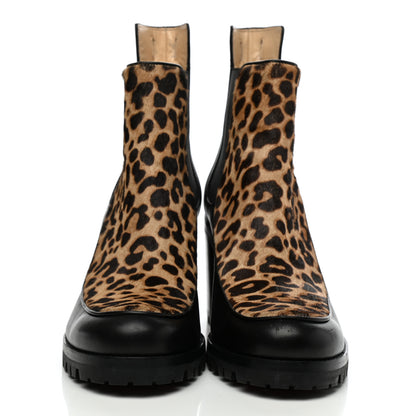 Christian Louboutin Calf Hair Leopard Print Chelsea Boots 39 Black 2 of 8