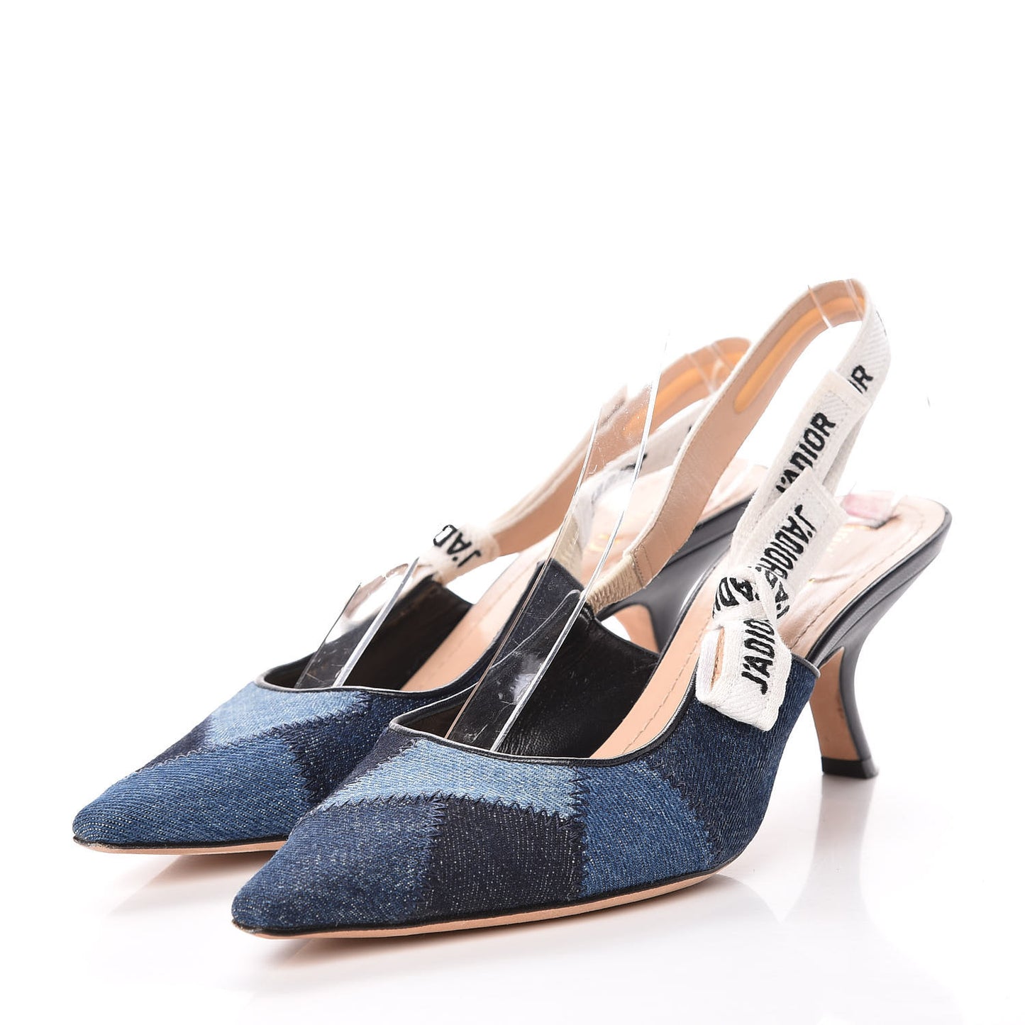 Denim Ribbon Patchwork J'Adior Slingback 65mm Pumps 39.5 Deep Blue