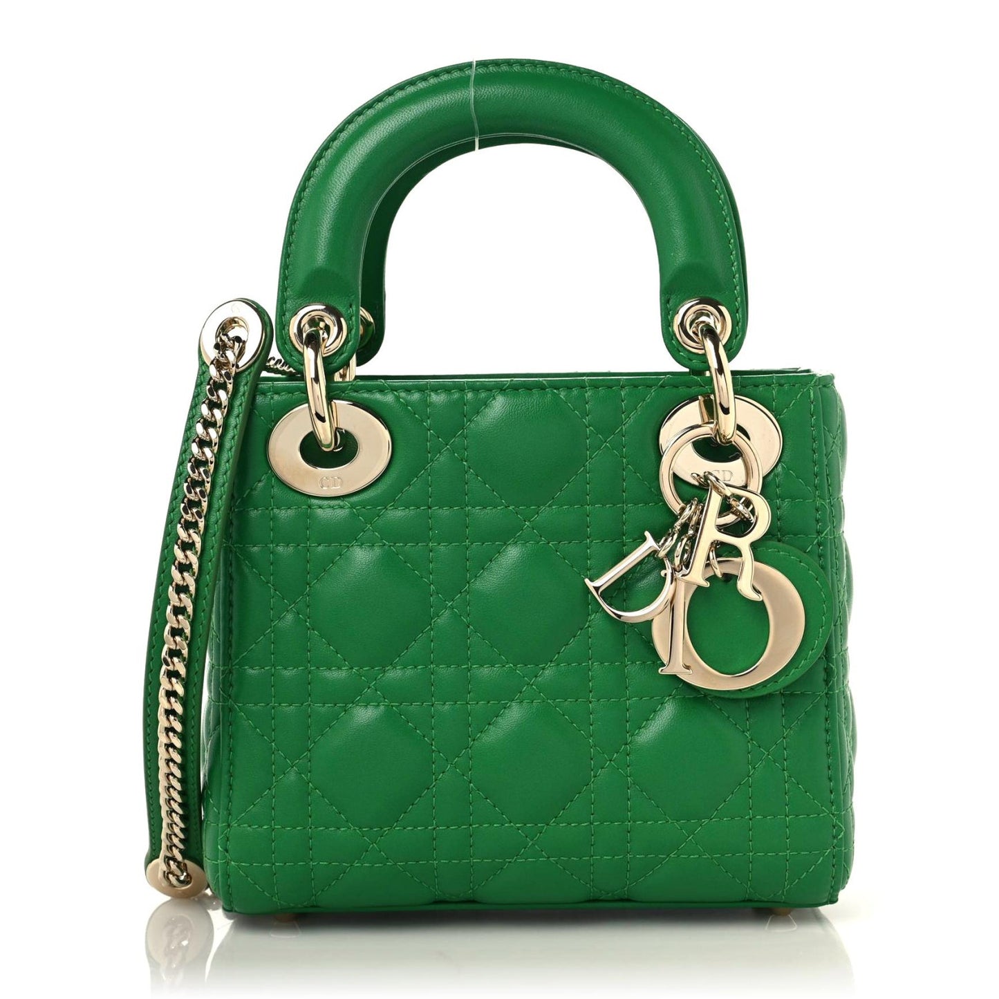 Lambskin Cannage Mini Lady Dior Bright Green