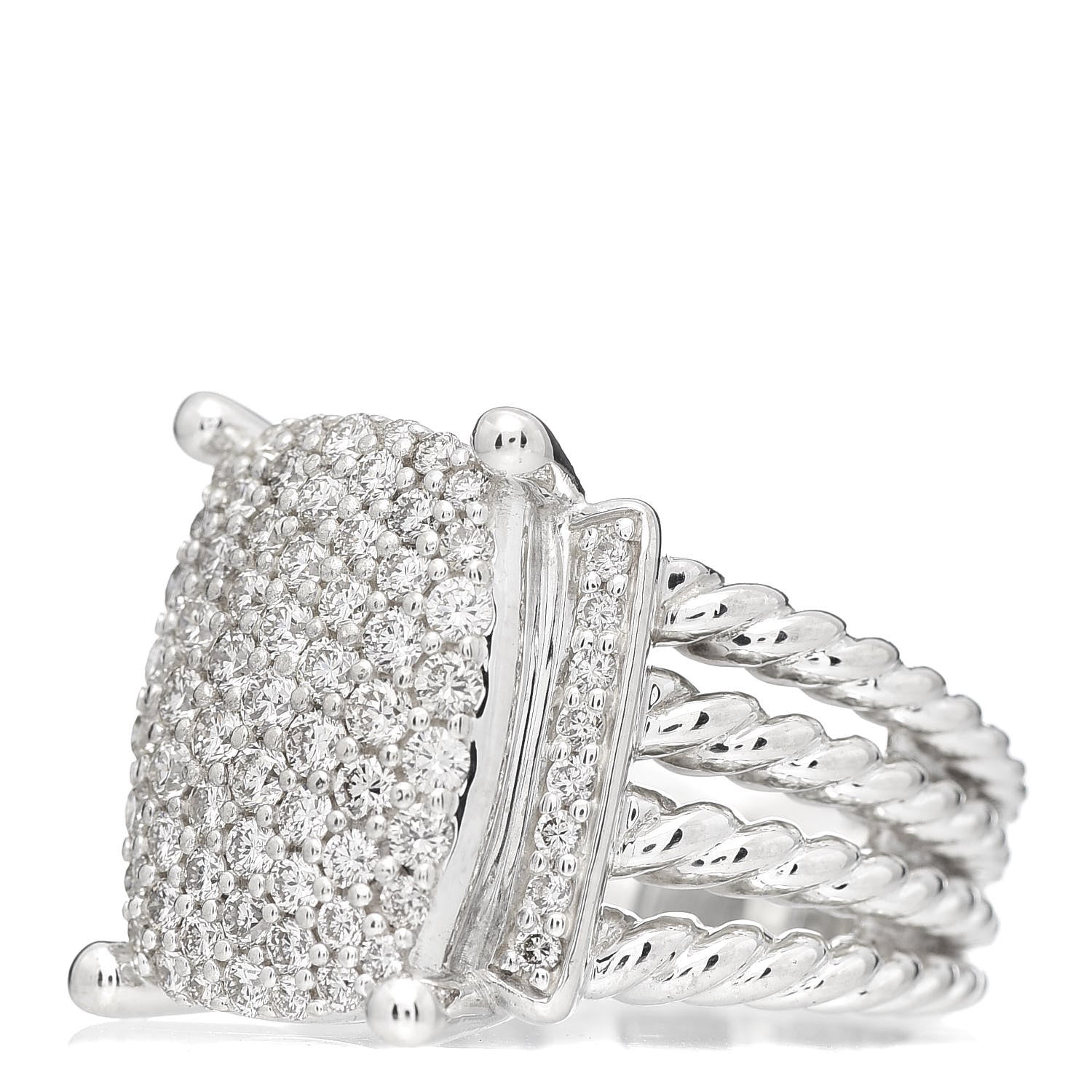 David Yurman Sterling Silver Diamond 16mm Wheaton Ring 52 6 3 of 5