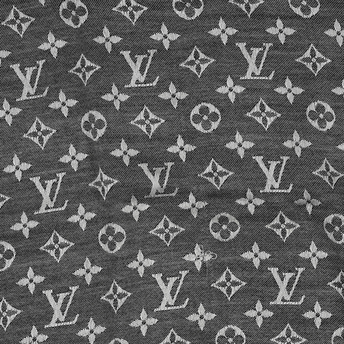 Silk Wool Monogram Denim Shawl Black
