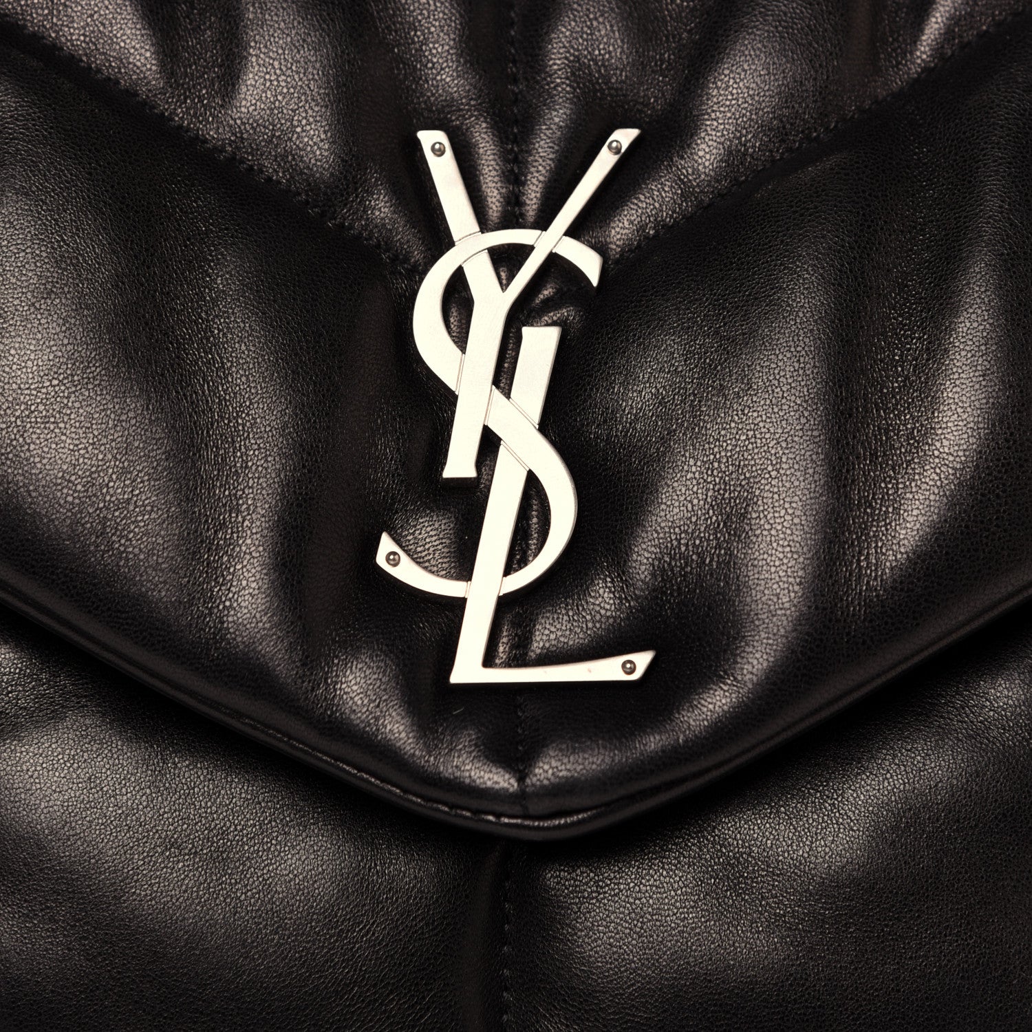 Saint Laurent Lambskin Quilted Medium Loulou Puffer Monogram Chain Satchel Black 12 of 12