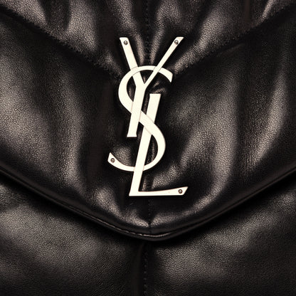 Saint Laurent Lambskin Quilted Medium Loulou Puffer Monogram Chain Satchel Black 12 of 12