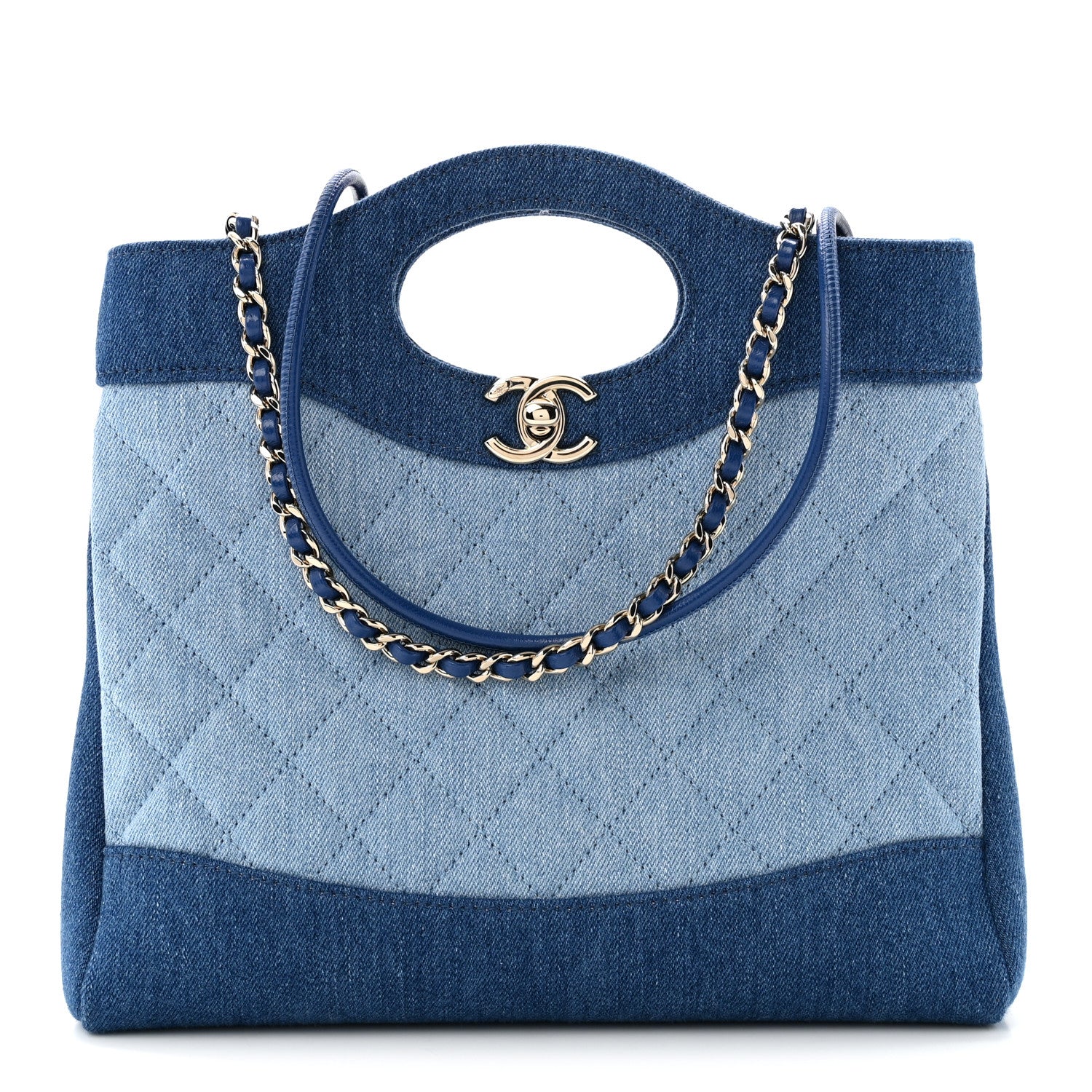Chanel Denim Quilted Mini 31 Shopping Bag  Light Blue Dark Blue 1 of 11