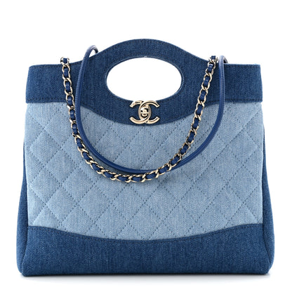 Chanel Denim Quilted Mini 31 Shopping Bag  Light Blue Dark Blue 1 of 11