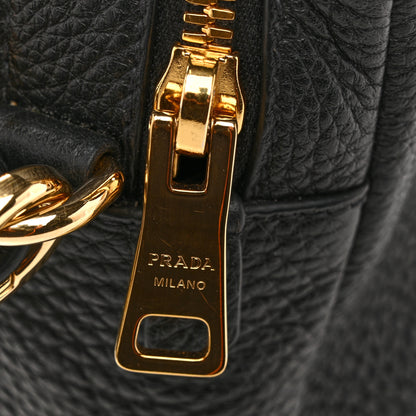 Prada Vitello Daino Soft Medium Double Zip Shoulder Bag Black 13 of 13