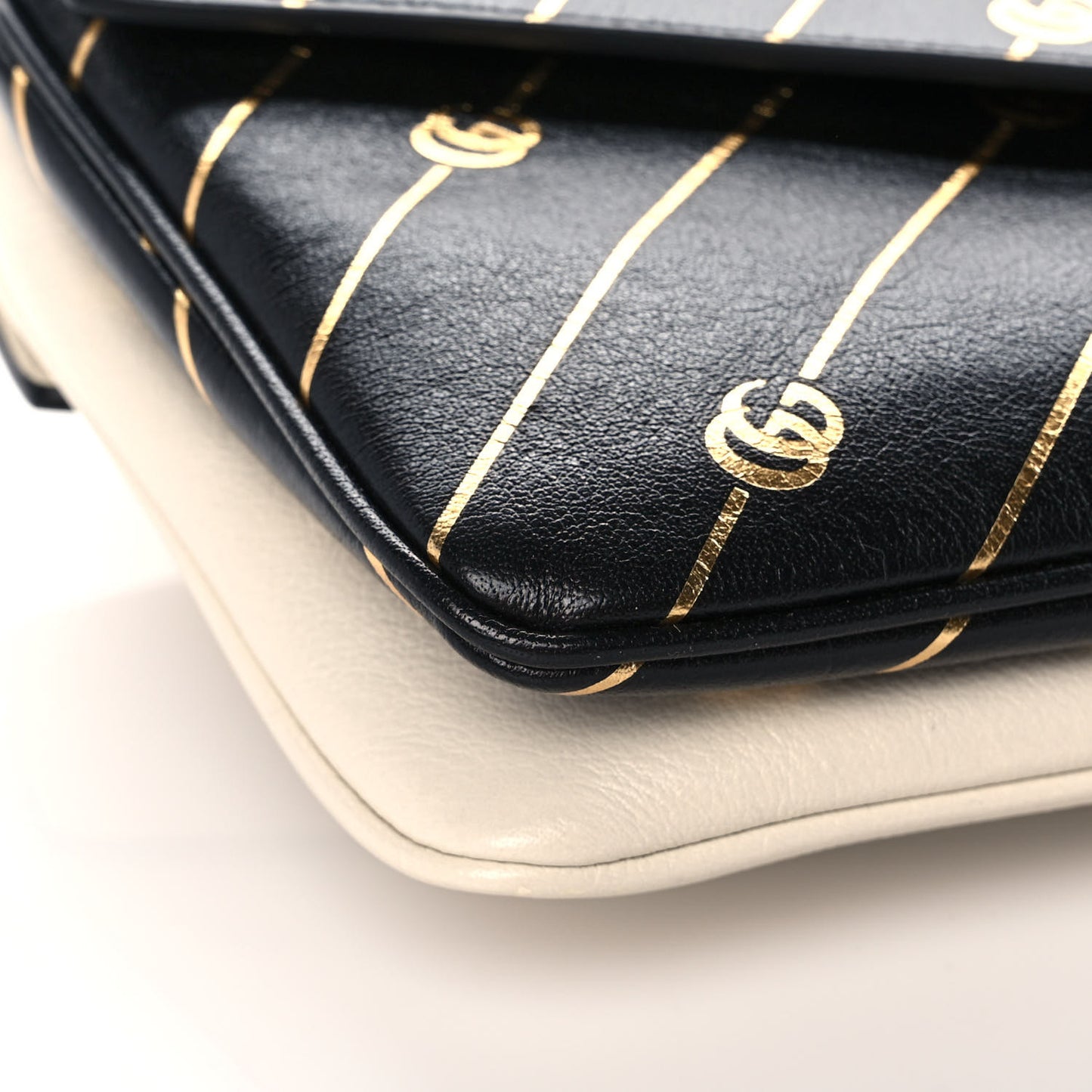 Calfskin Diagonal GG Medium Thiara Double Envelope Shoulder Bag Black White