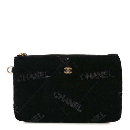 Chanel Velvet Sequin Quilted Chanel 22 Removable Pouch Black 1 of 6