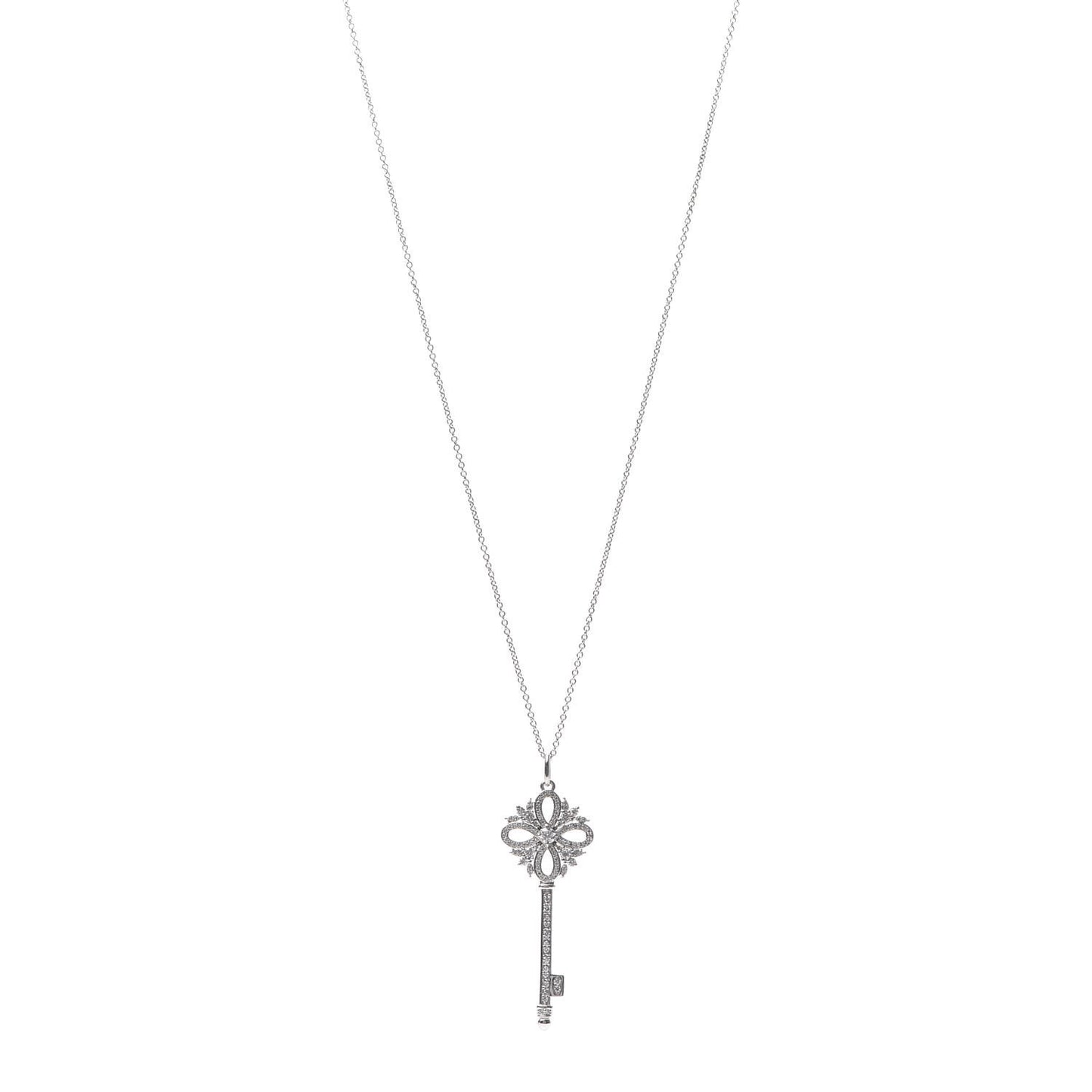 Platinum Diamond Victoria Key Pendant Necklace