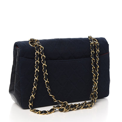 Chanel Lambskin Jersey Quilted Single Flap Dark Blue 2 of 10