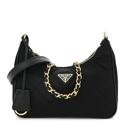 Prada Re-Nylon Saffiano Stitched Mini Re-Edition 1995 Chaine Shoulder Bag Black 1 of 10