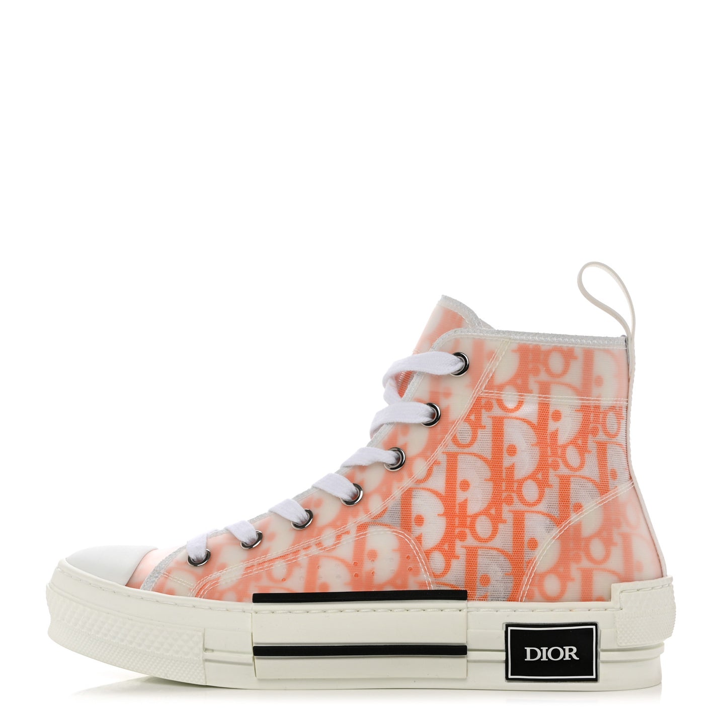 Technical Canvas Oblique Mens B23 High Top Sneakers 37 Orange White