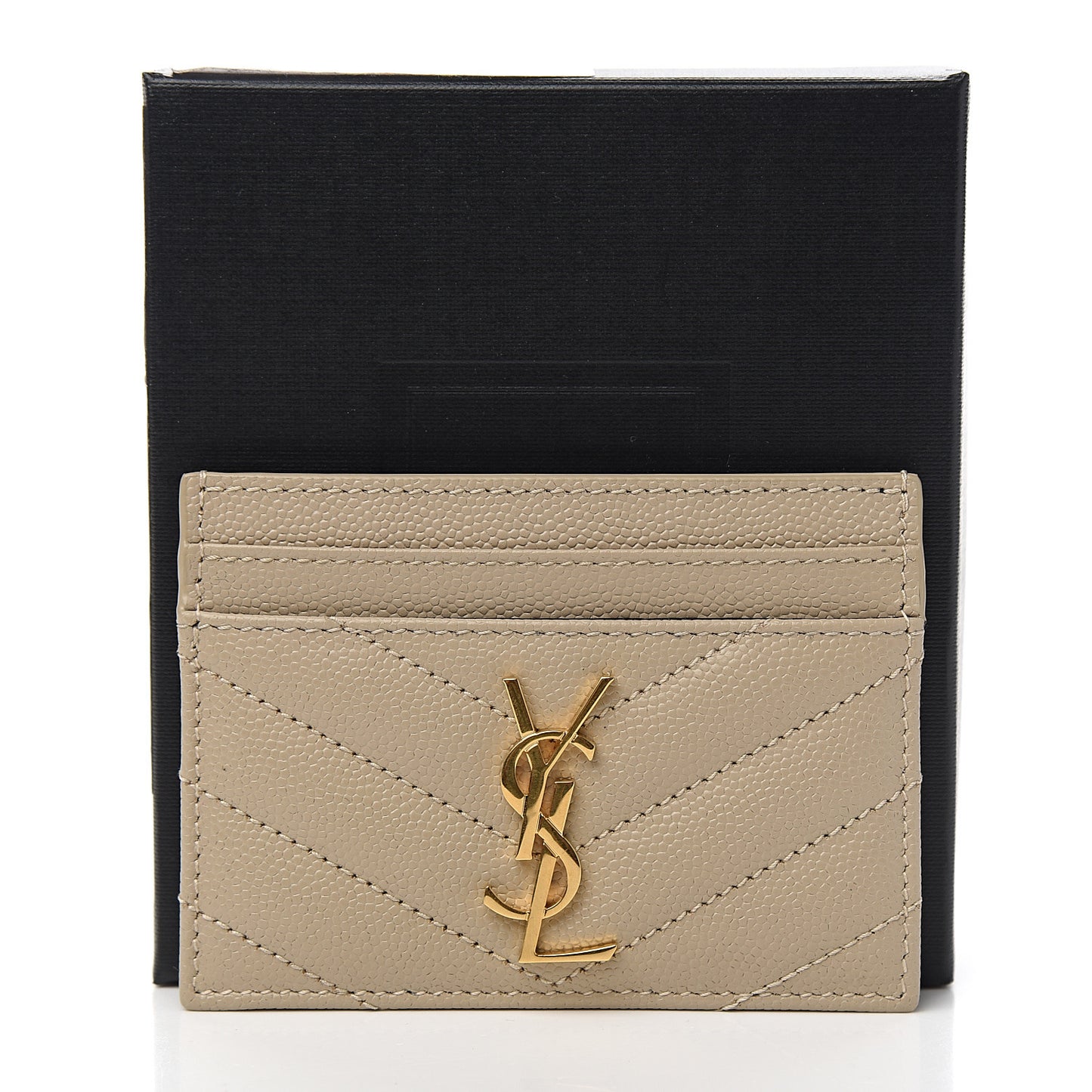 Grain De Poudre Matelasse Chevron Monogram Credit Card Case Sea Salt
