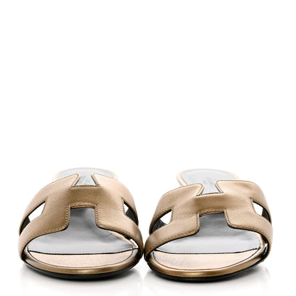 Hermes Madame Calfskin Oasis Sandals 37 Doré Vieilli 2 of 8