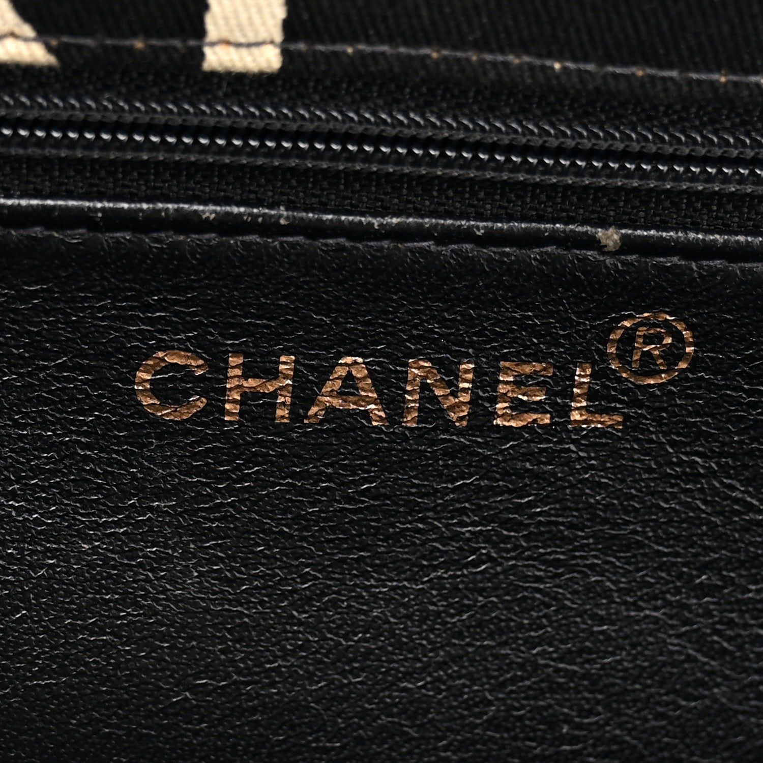 Chanel Canvas Printed Quilted Logo Tote Black White 6 of 10