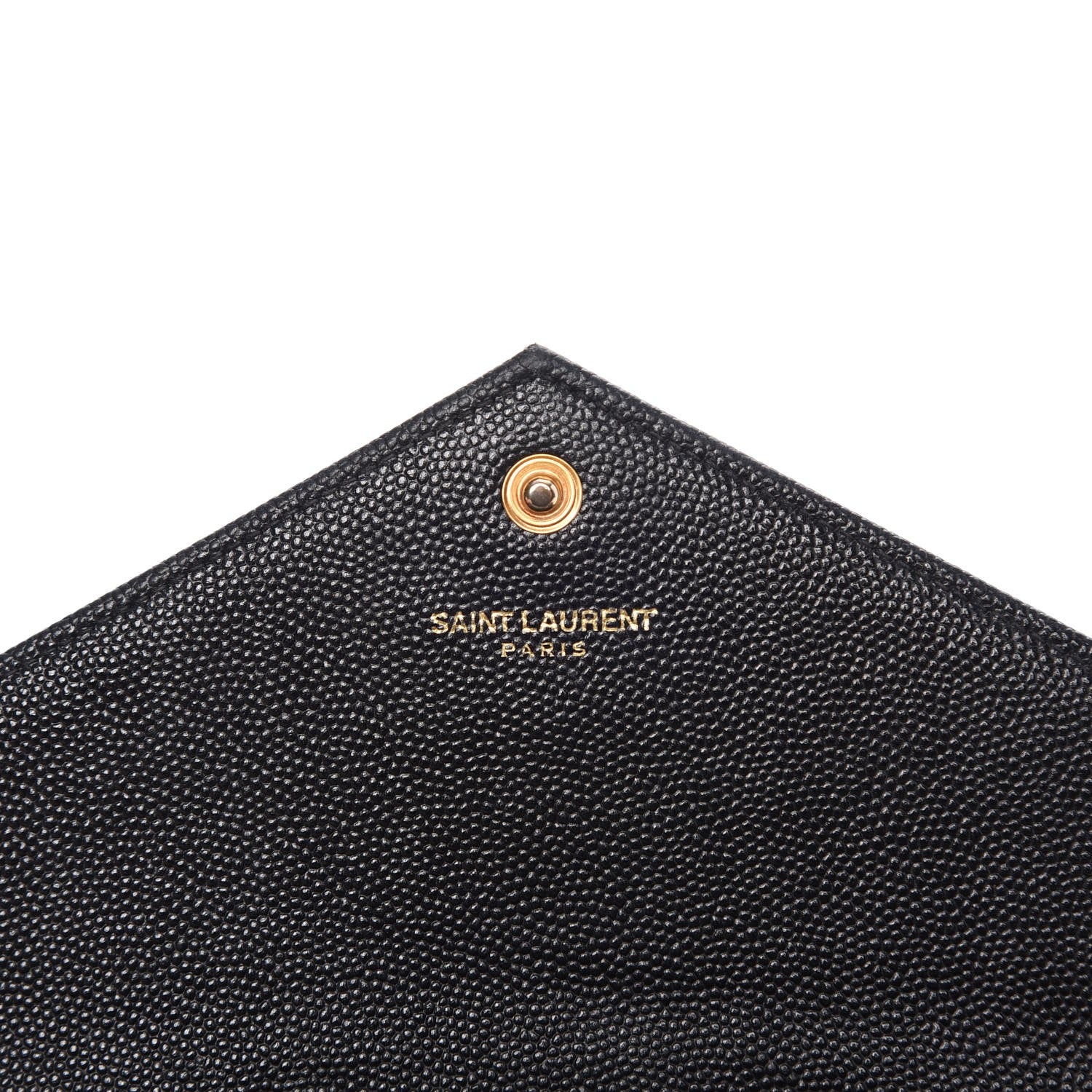 Saint Laurent Grain De Poudre Matelasse Chevron Monogram Envelope Chain Wallet Black 6 of 9
