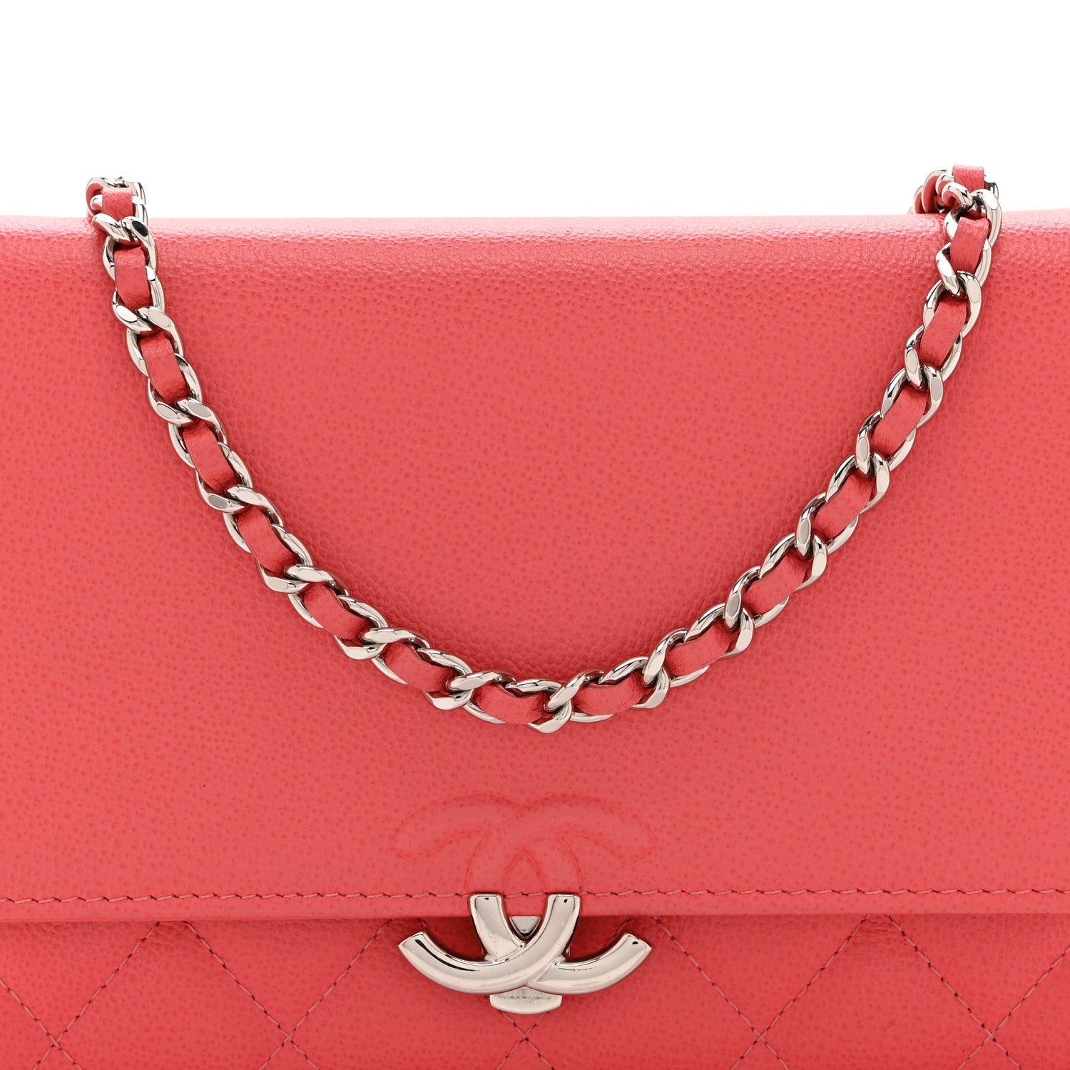 Chanel Grained Calfskin Quilted CC Box Wallet On Chain WOC Pink 9 of 11