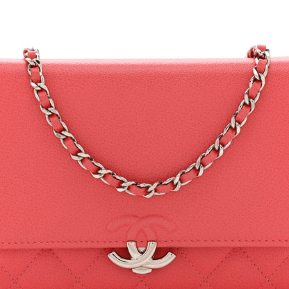 Chanel Grained Calfskin Quilted CC Box Wallet On Chain WOC Pink 9 of 11