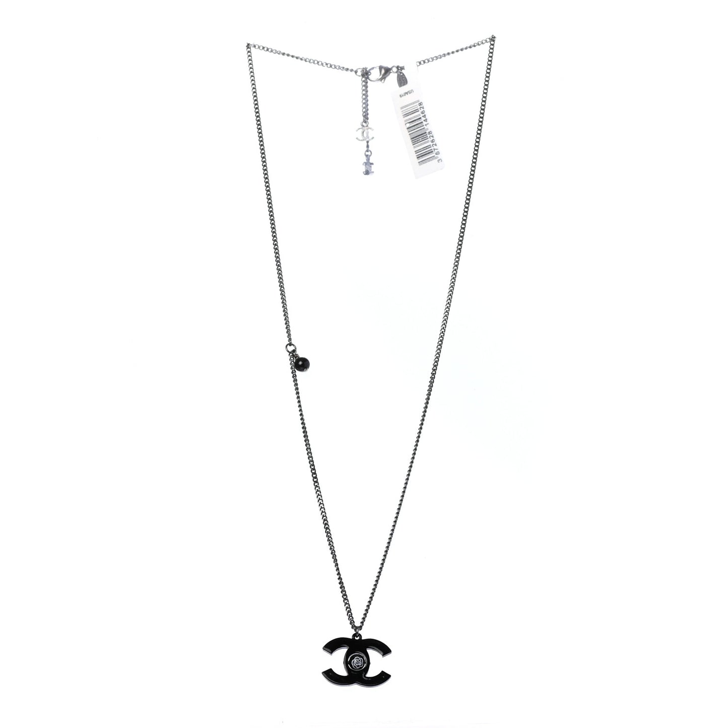 Enamel CC Camellia Necklace Black