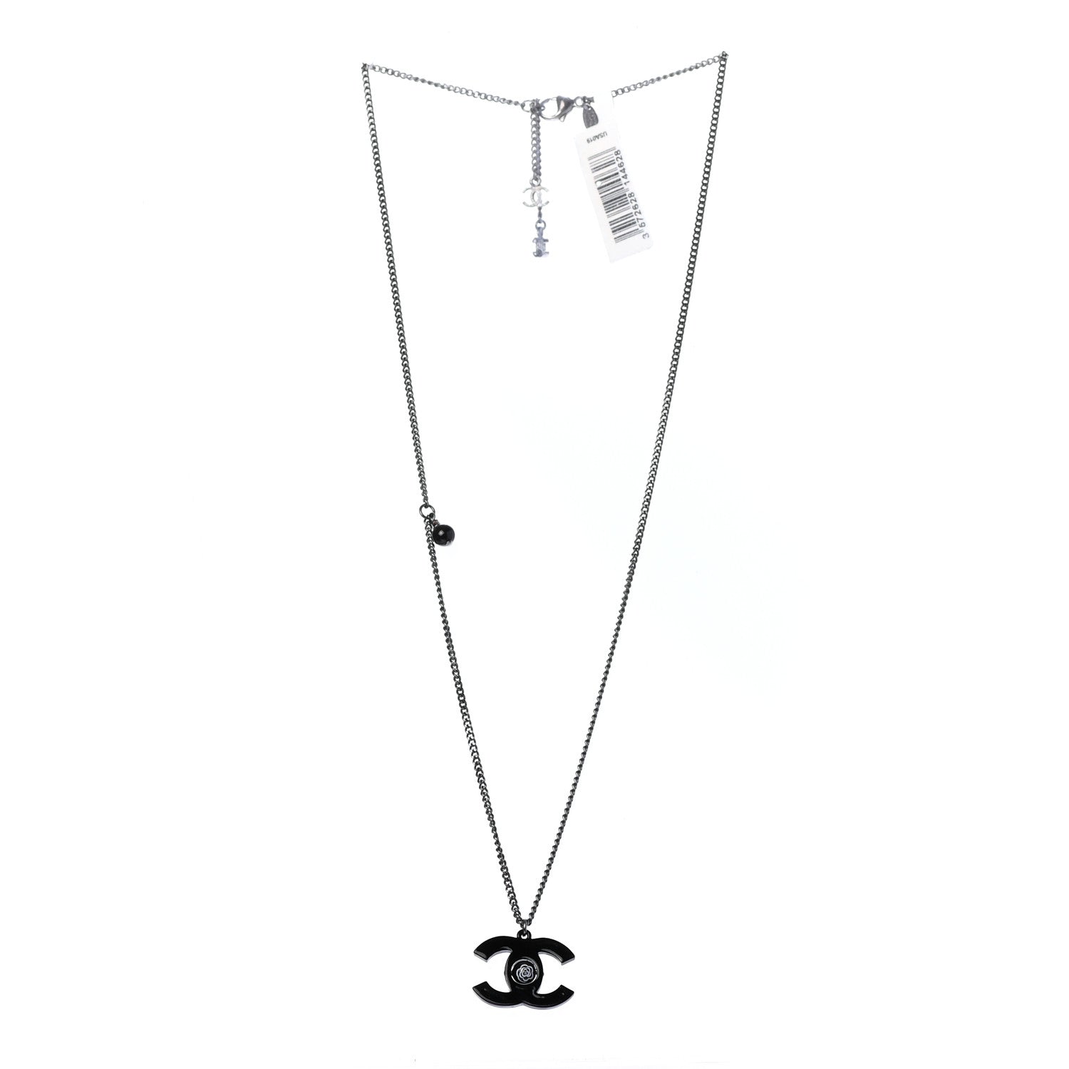 Chanel Enamel CC Camellia Necklace Black 3 of 6