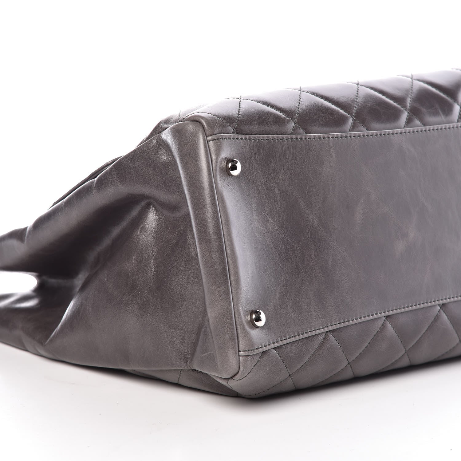 Chanel Glazed Calfskin Quilted Large CC Delivery Tote Grey 5 of 9