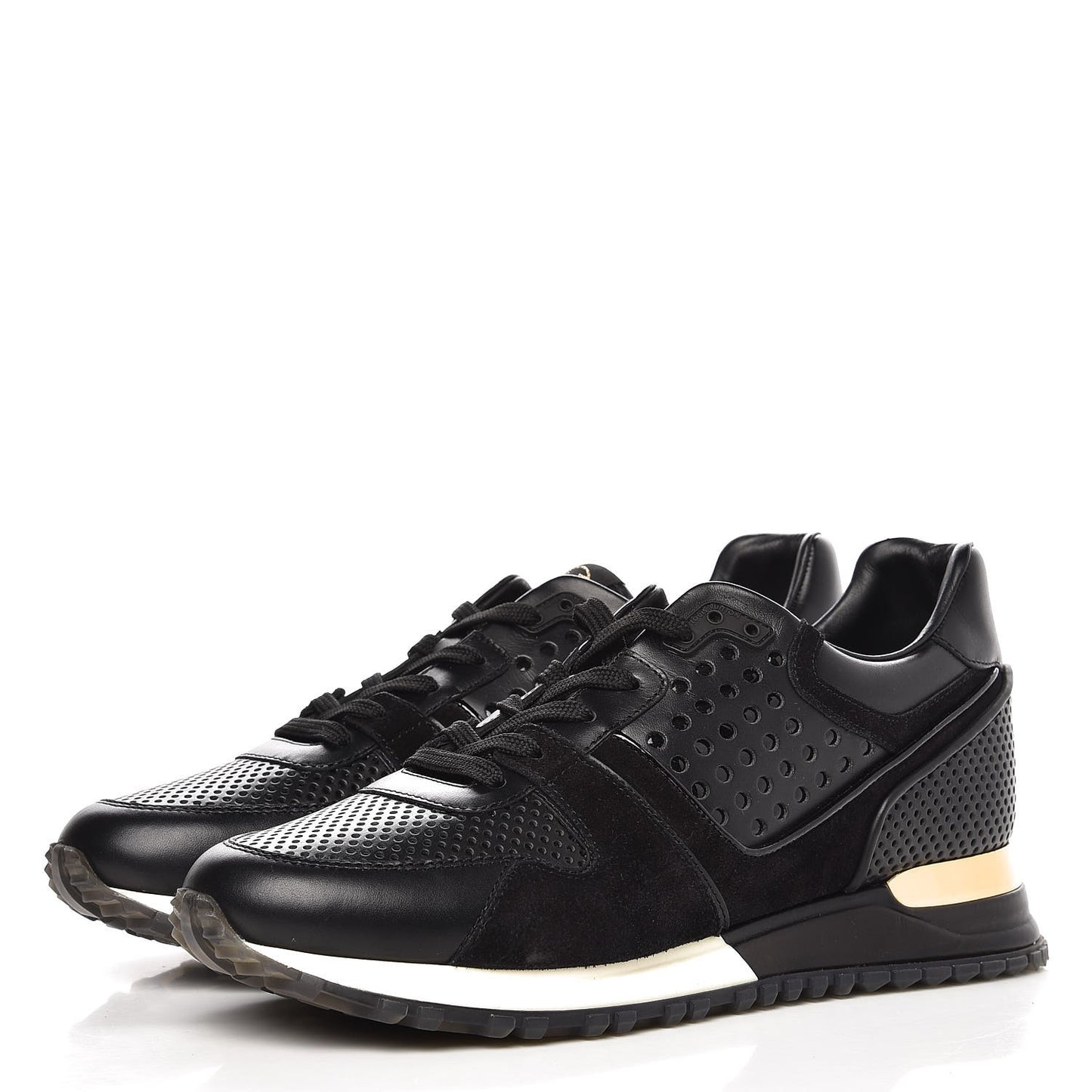 Nubuck Calfskin Perforated Run Away Sneakers 39 Black