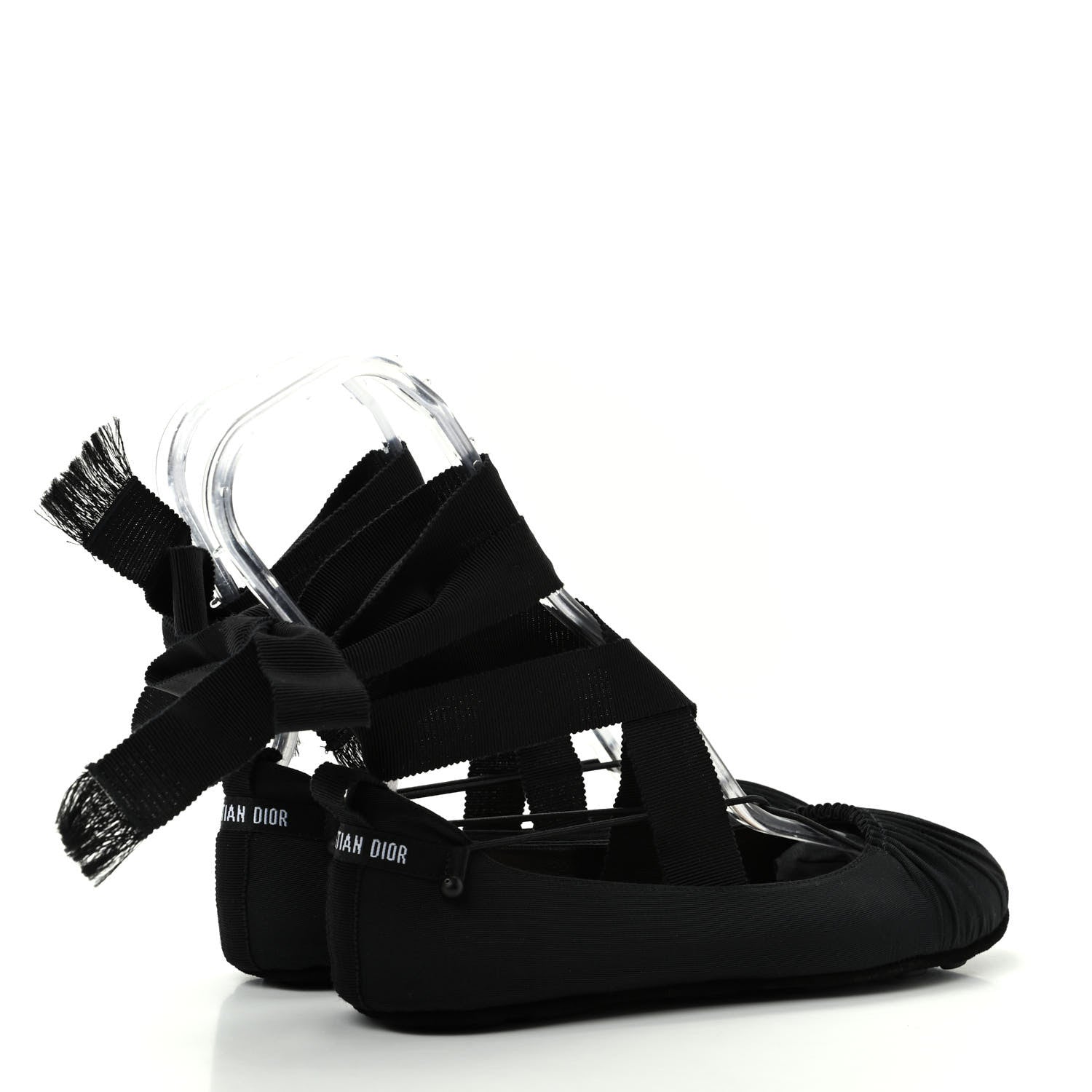 Christian Dior Grosgrain Ribbon Etoile Ballet Flats 37 Black 4 of 11