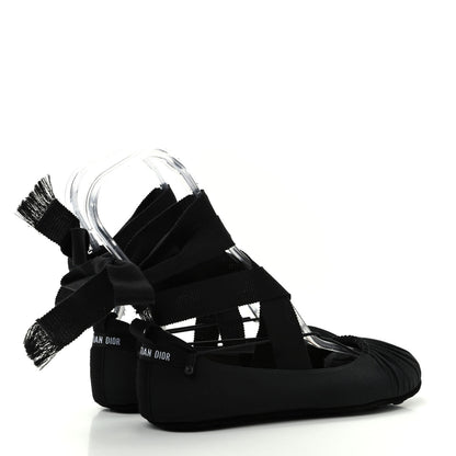 Christian Dior Grosgrain Ribbon Etoile Ballet Flats 37 Black 4 of 11