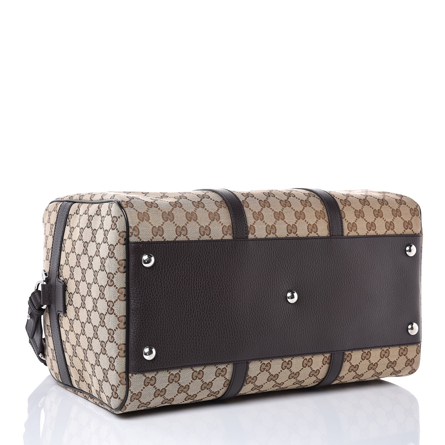 Gucci Monogram Dollar Calfskin Boston Duffle Bag Beige Ebony Testa di Moro Marrone Scuro 5 of 8