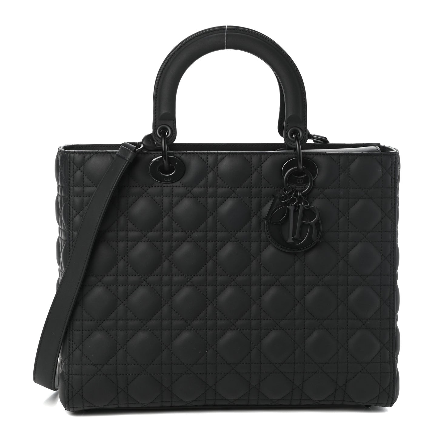 Ultra Matte Calfskin Cannage Large Lady Dior Black