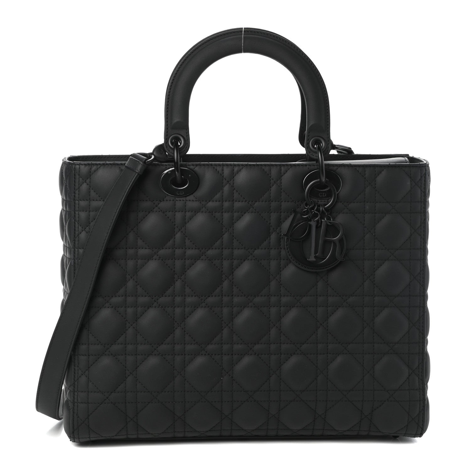 Christian Dior Ultra Matte Calfskin Cannage Large Lady Dior Black 1 of 9