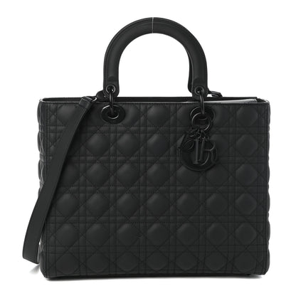 Christian Dior Ultra Matte Calfskin Cannage Large Lady Dior Black 1 of 9