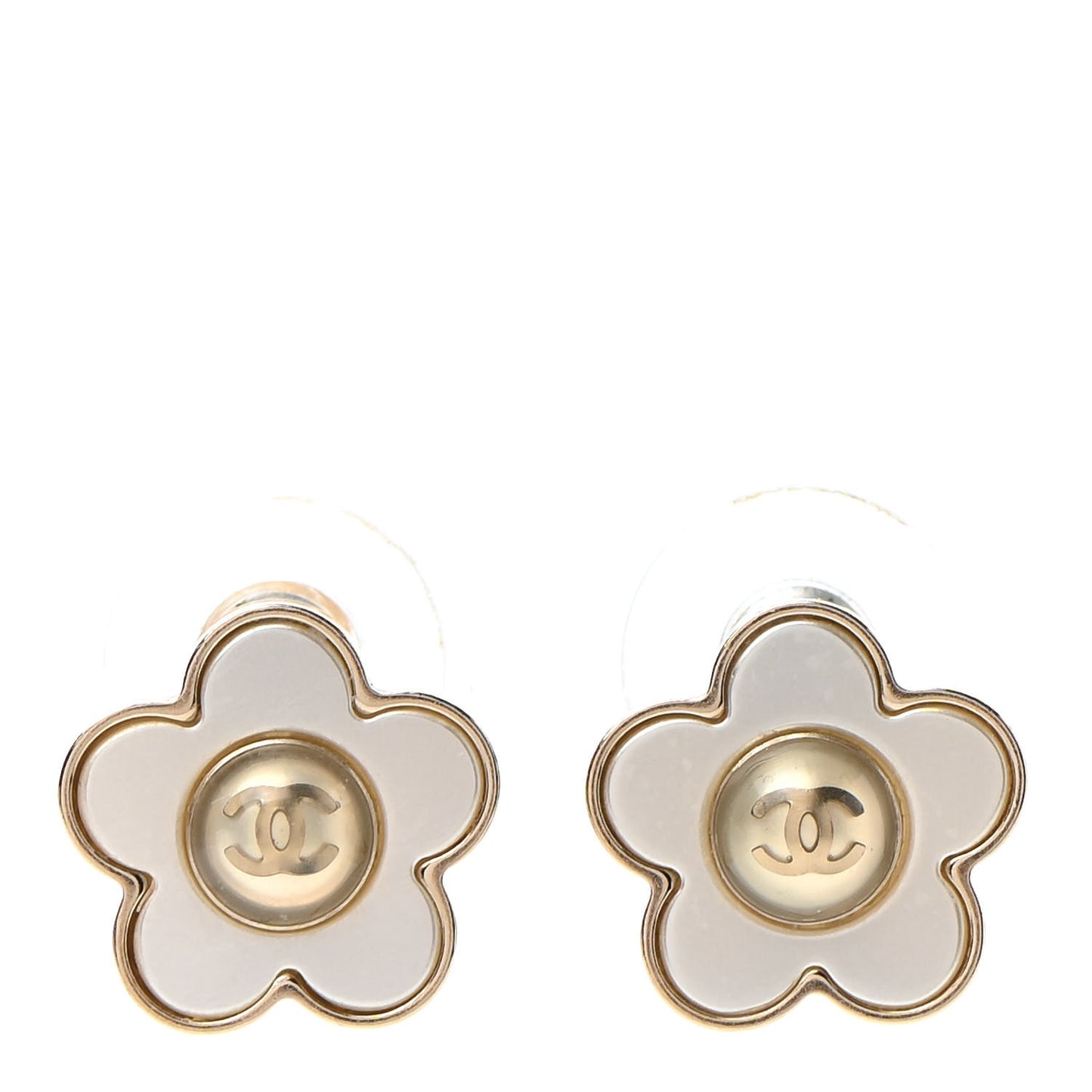 Pearl CC Camellia Earrings Gold