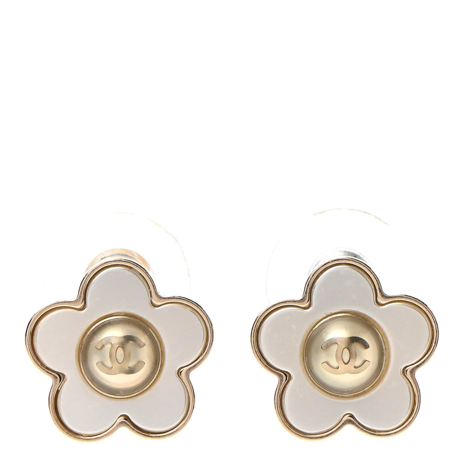 Chanel Pearl CC Camellia Earrings Gold 1 of 4