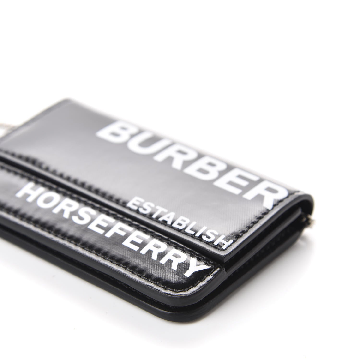 Burberry Coated Canvas Horseferry Print Mini Jody Chain Card Case Black 7 of 9