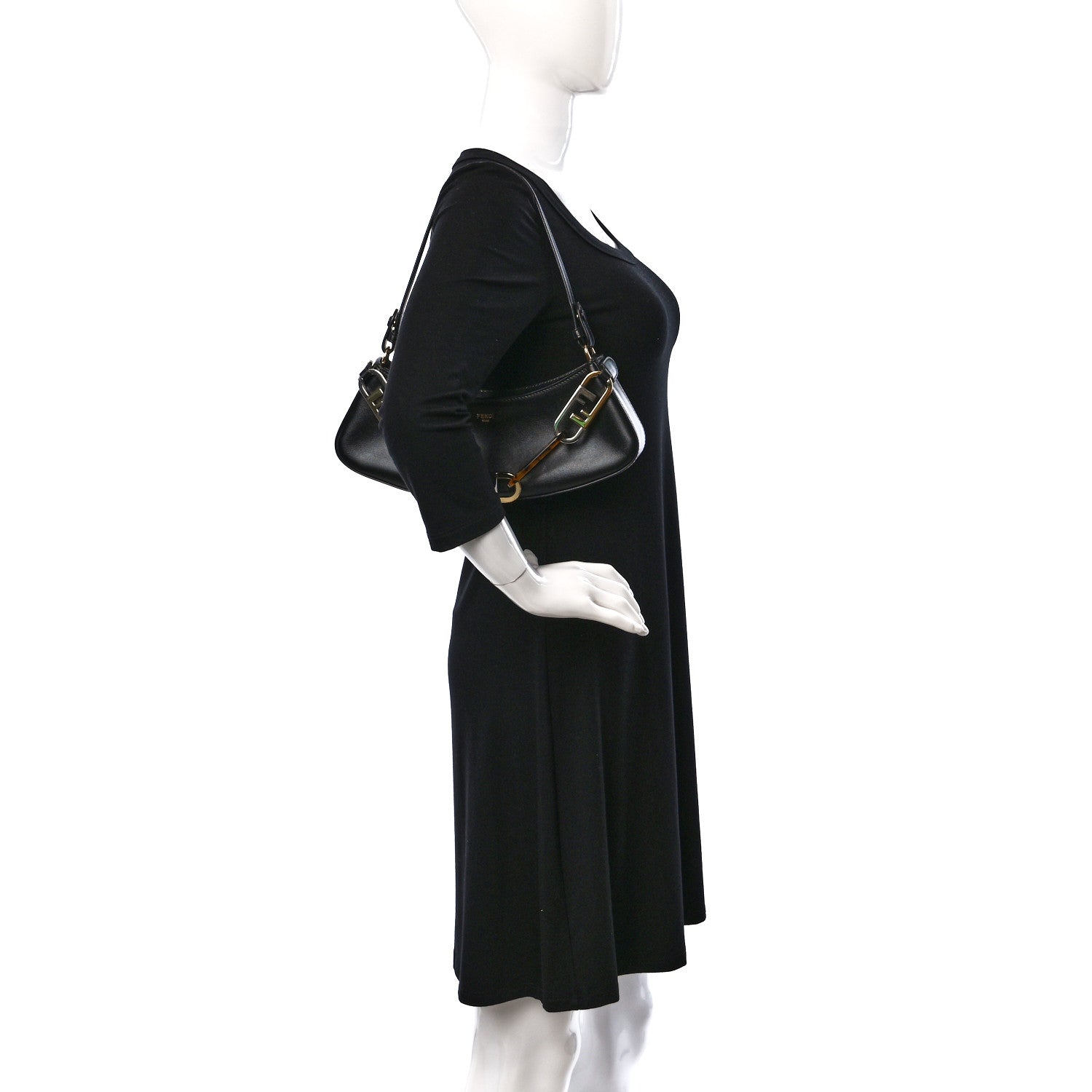 Fendi Vitello Queen Palmellato Fendi O'Lock Swing Black 2 of 10