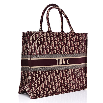 Christian Dior Oblique Large Book Tote Burgundy Multicolor 3 of 11