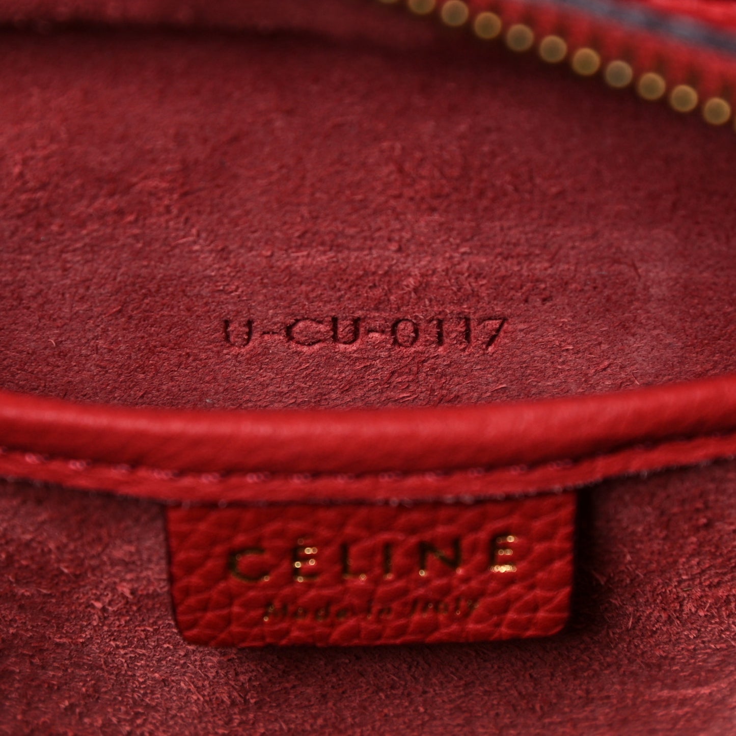 Drummed Calfskin Nano Luggage Red