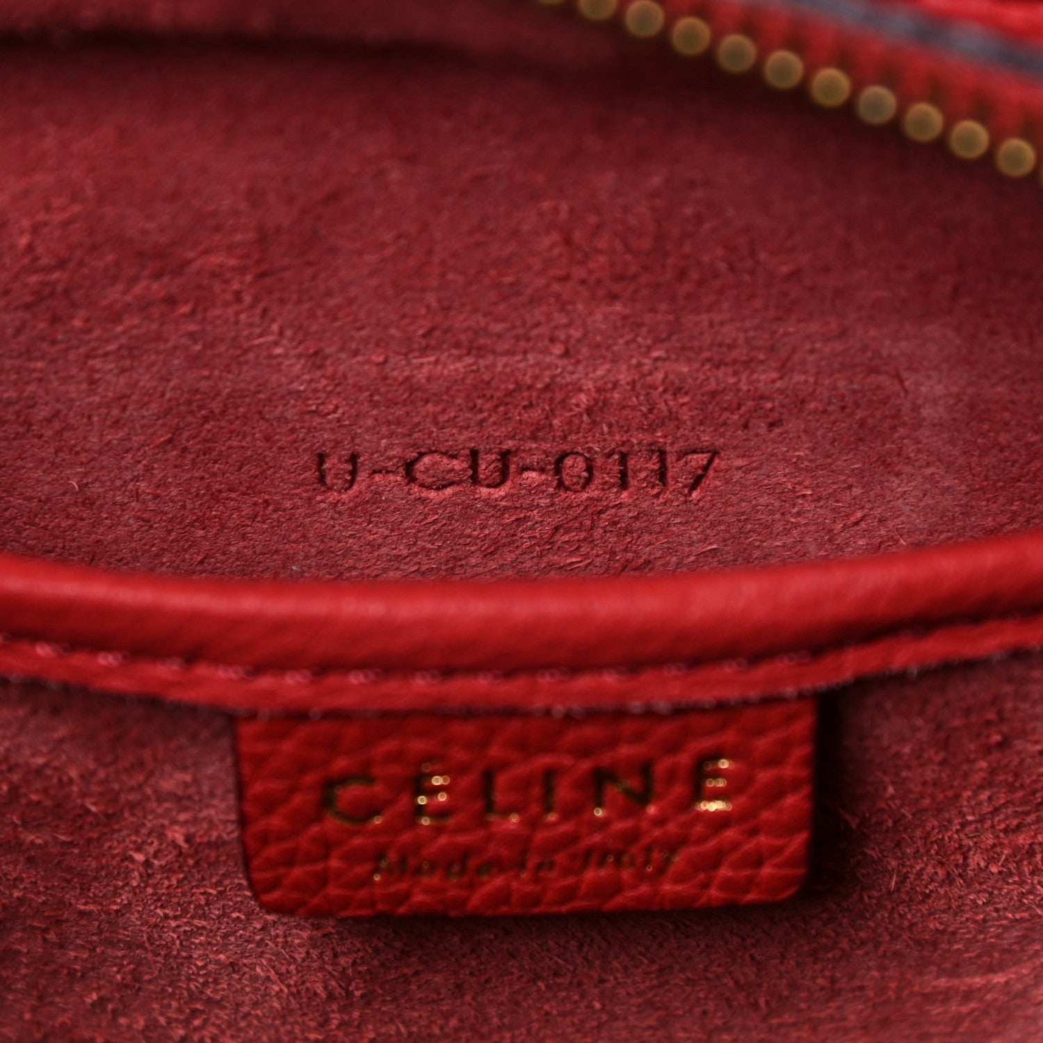 Celine Drummed Calfskin Nano Luggage Red 6 of 27
