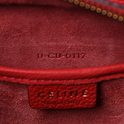 Celine Drummed Calfskin Nano Luggage Red 6 of 27