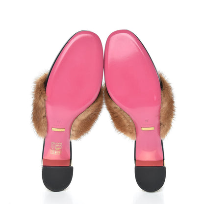 Gucci Mink Malaga Kid Crystal Candy Mules 39 Light Brown Black 5 of 7